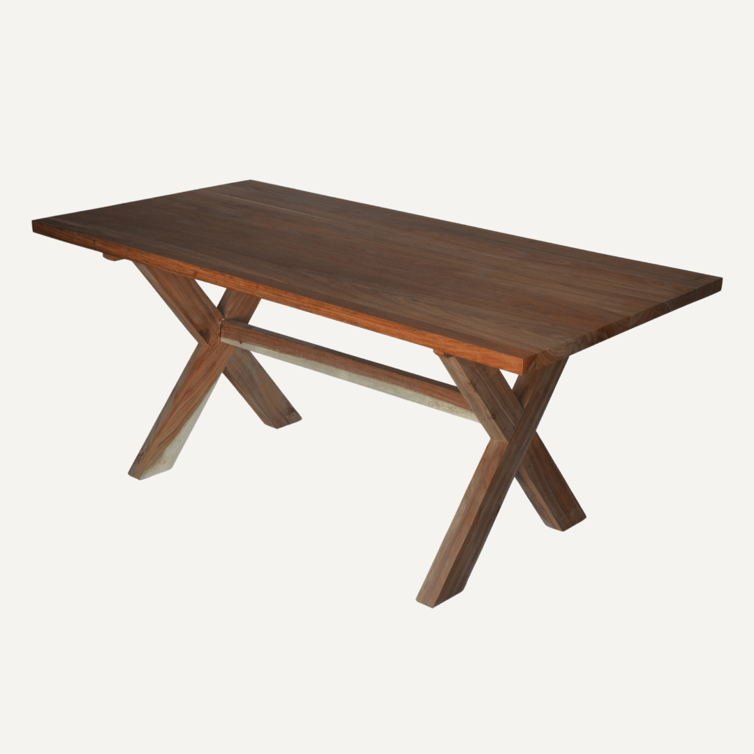 cross leg wooden dining table